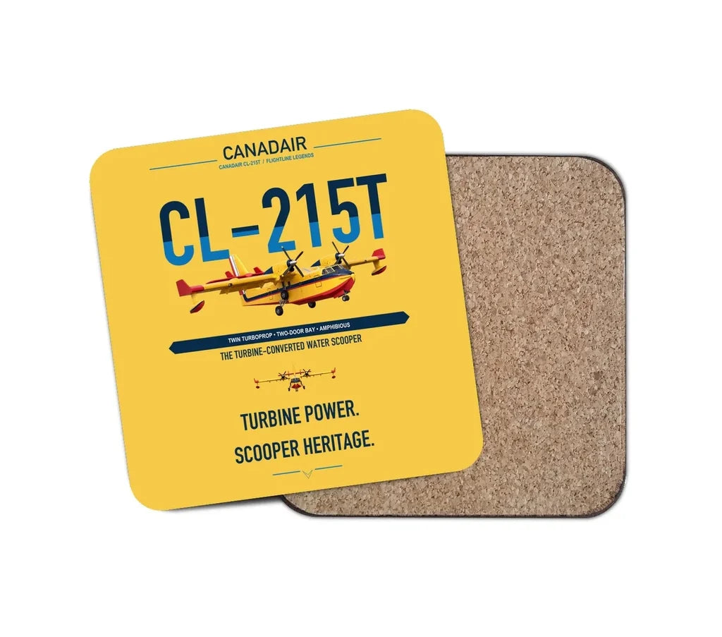 Canadair CL-215T design on yellow 1 piece coaster