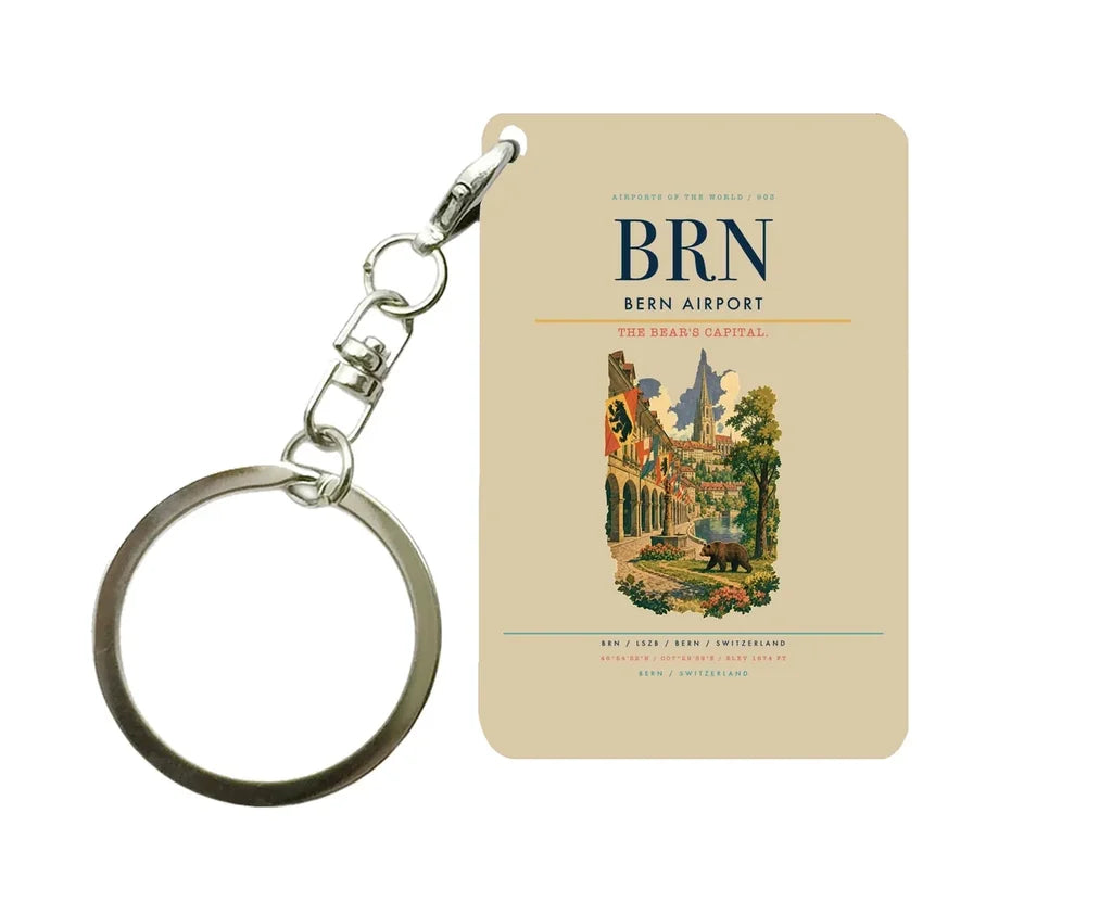 Bern Airport (BRN) design on beige key chain