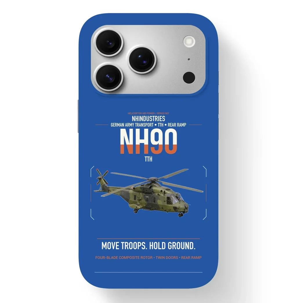 NHIndustries NH90 TTH design on blue magsafe iphone case, for iPhone 17 Pro