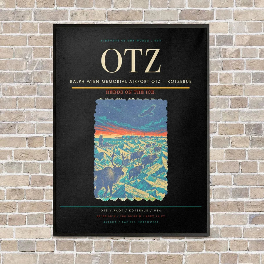 Ralph Wien Memorial Airport OTZ — Kotzebue vertical canvas print - framed - black background