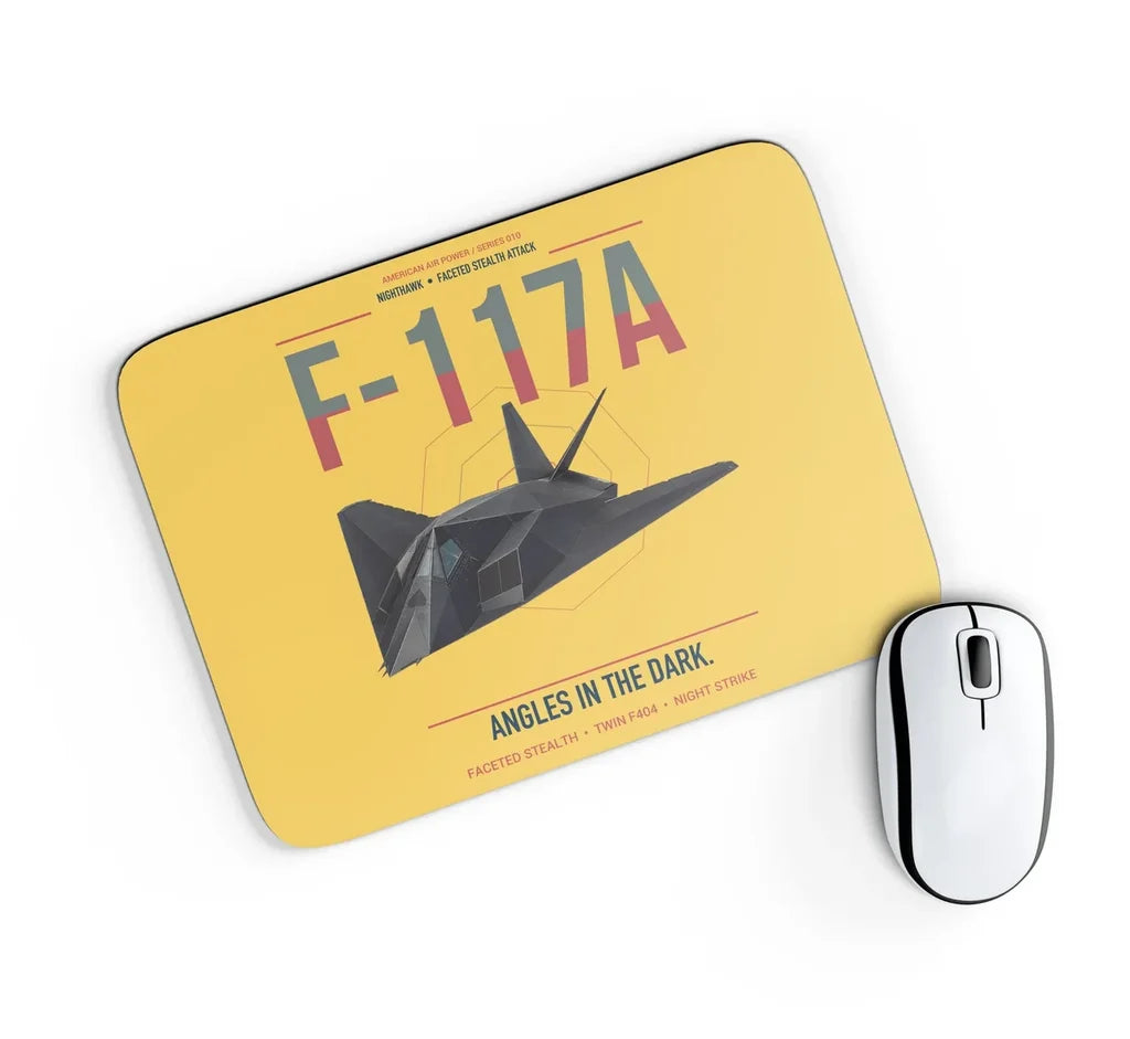 F-117A Nighthawk design on yellow rectangle mouse pad