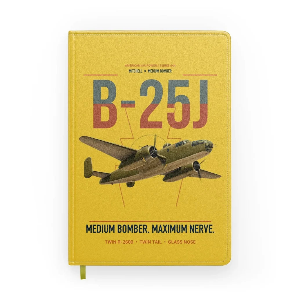 B-25J Mitchell design on yellow notebook