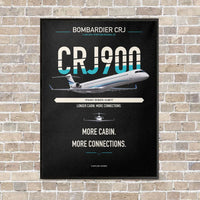 Thumbnail for Bombardier CRJ900 vertical canvas print - framed - black background