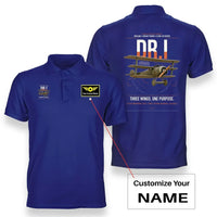 Thumbnail for Fokker Dr.I design on blue+name double-side polo t-shirt, double-side print