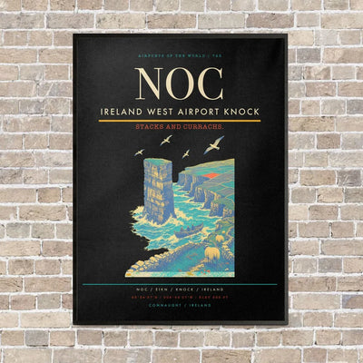 Ireland West Airport Knock NOC vertical canvas print - framed - black background