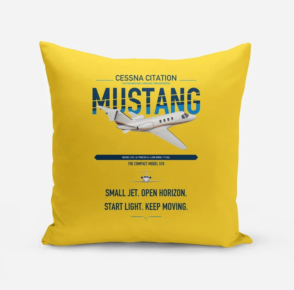 Cessna Citation Mustang design on yellow pillow