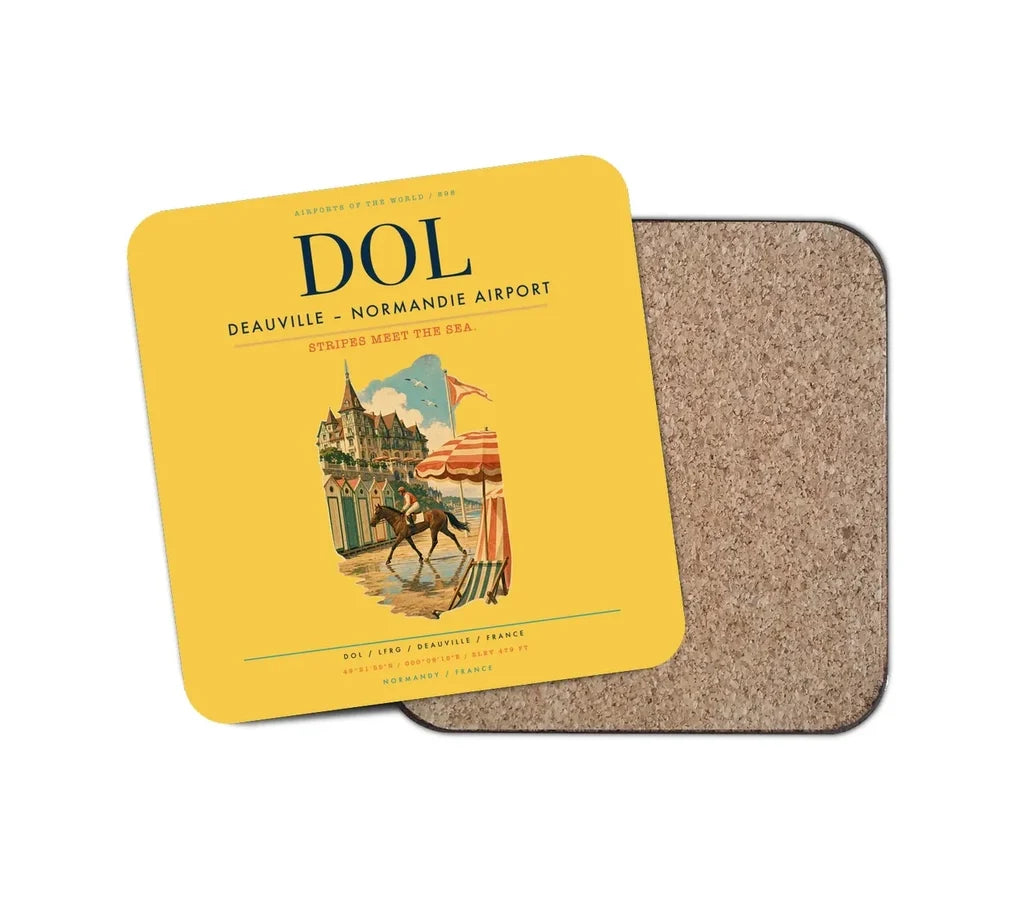 Deauville – Normandie Airport (DOL) design on yellow 1 piece coaster