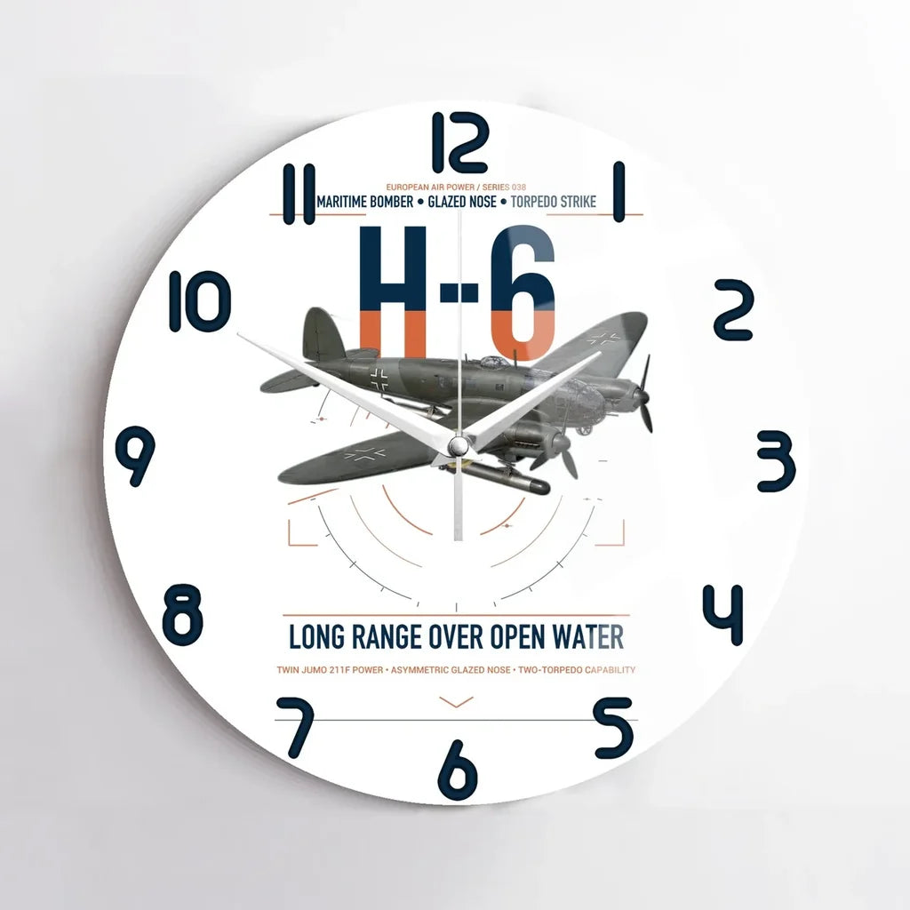 Heinkel He 111H-6 design on white no frame wall clock