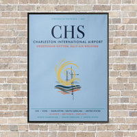 Thumbnail for Charleston International Airport CHS vertical canvas print - framed - light blue background