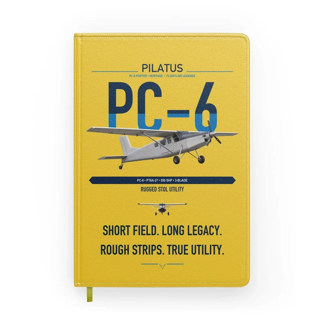 Pilatus PC-6 Porter design on yellow notebook