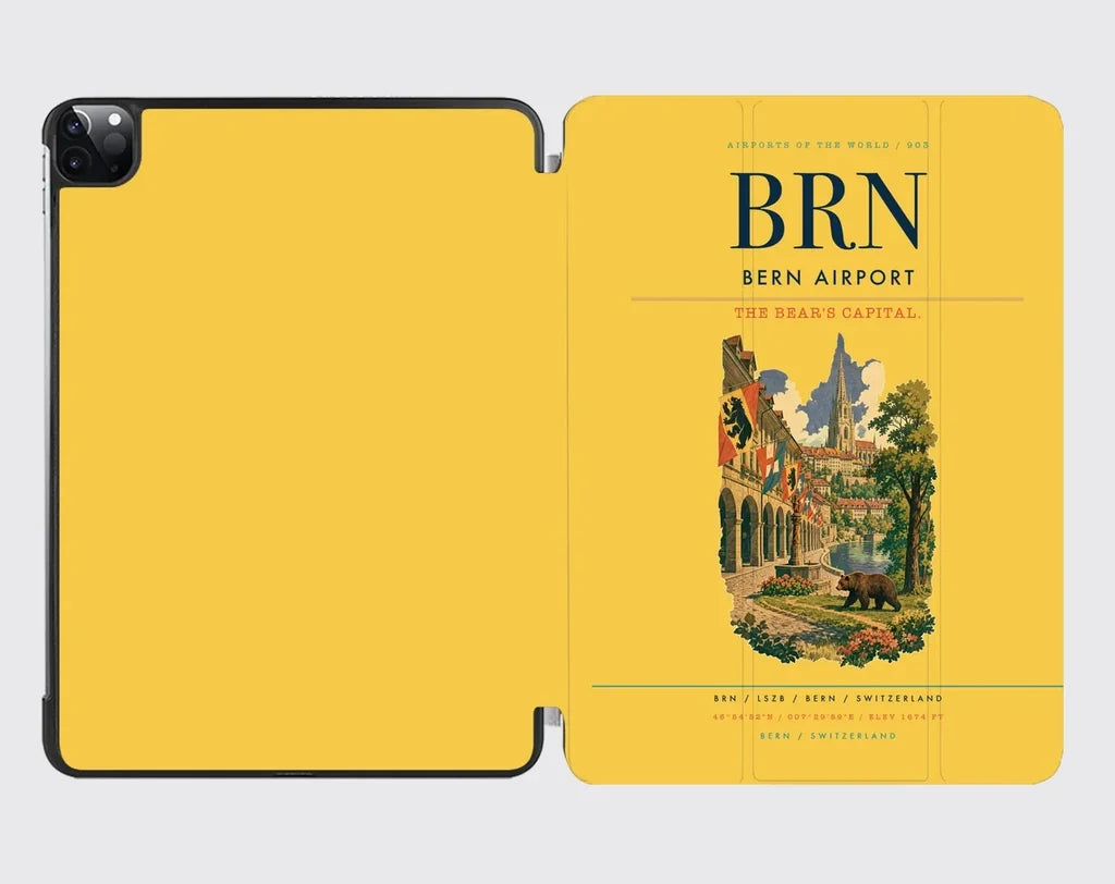 Bern Airport (BRN) design on yellow ipad tablet case