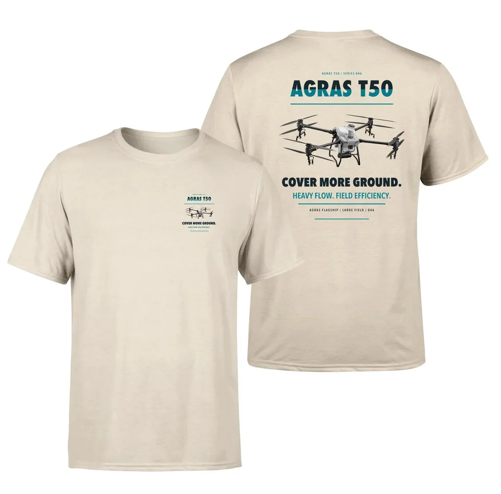 DJI Agras T50 design on beige t shirt