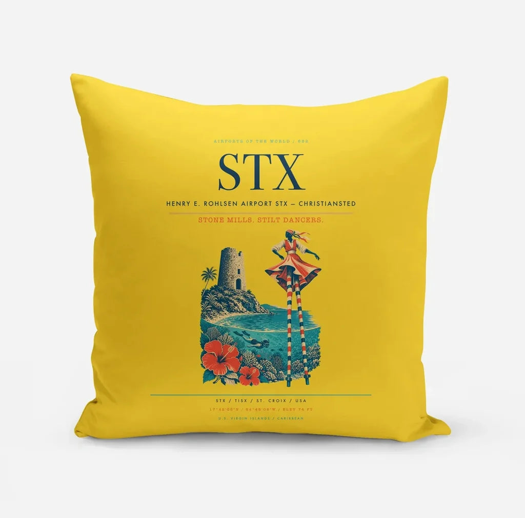 Henry E. Rohlsen Airport (STX) design on yellow pillow