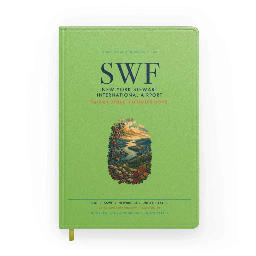 New York Stewart International Airport (SWF) design on light green notebook