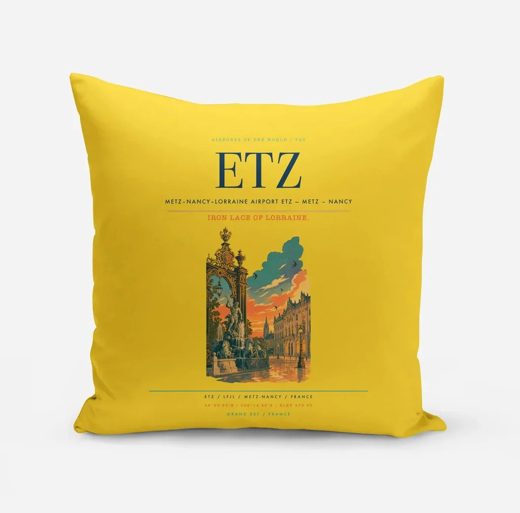 Metz–Nancy–Lorraine Airport (ETZ) design on yellow pillow