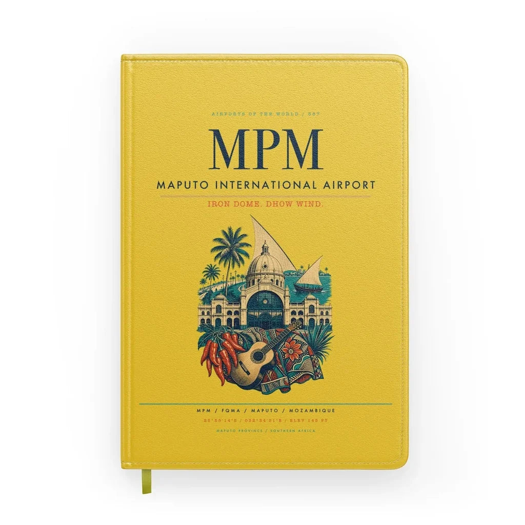 Maputo International Airport (MPM) design on yellow notebook
