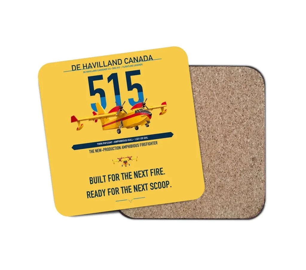 De Havilland Canadair 515 design on yellow 1 piece coaster