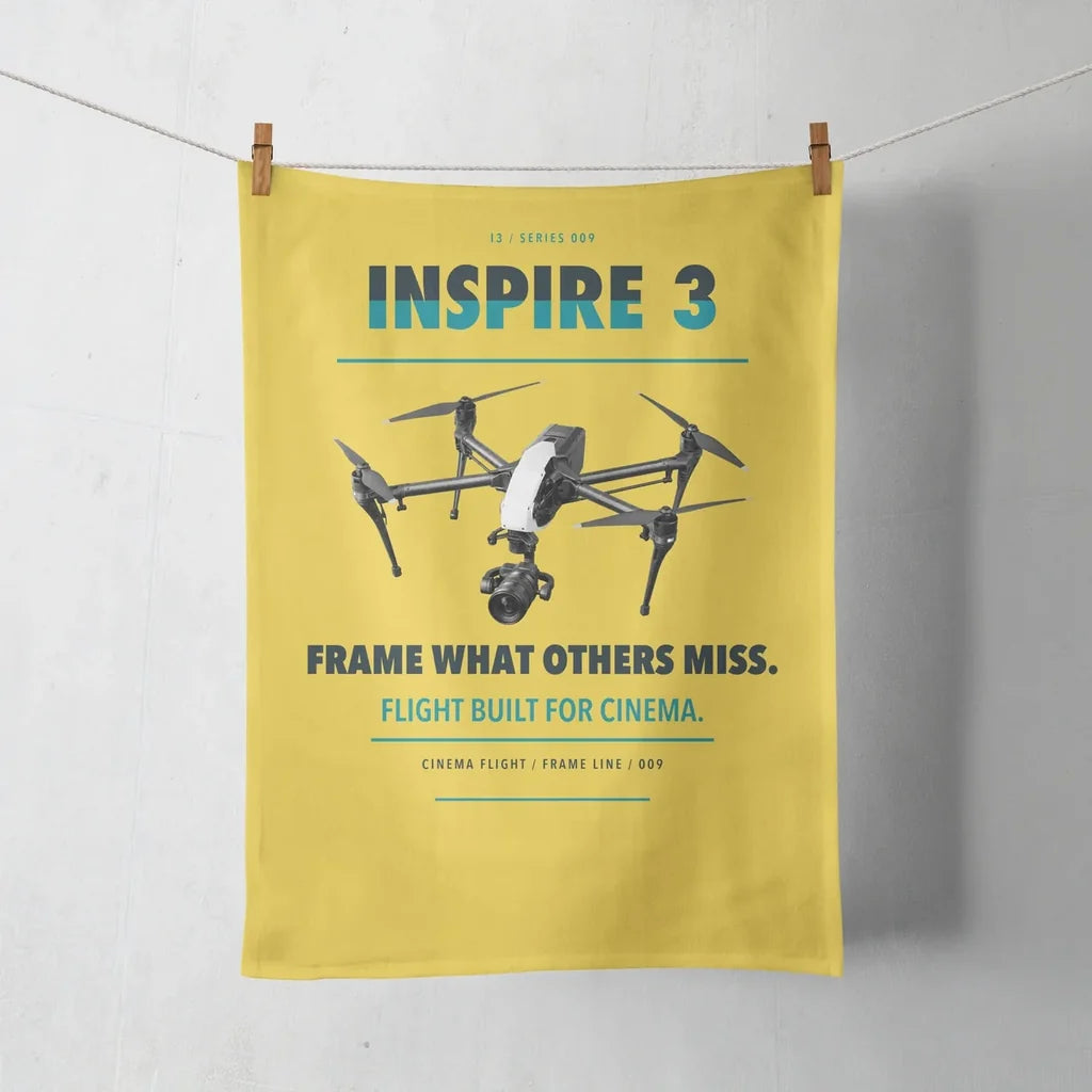 DJI Inspire 3 design on yellow towel