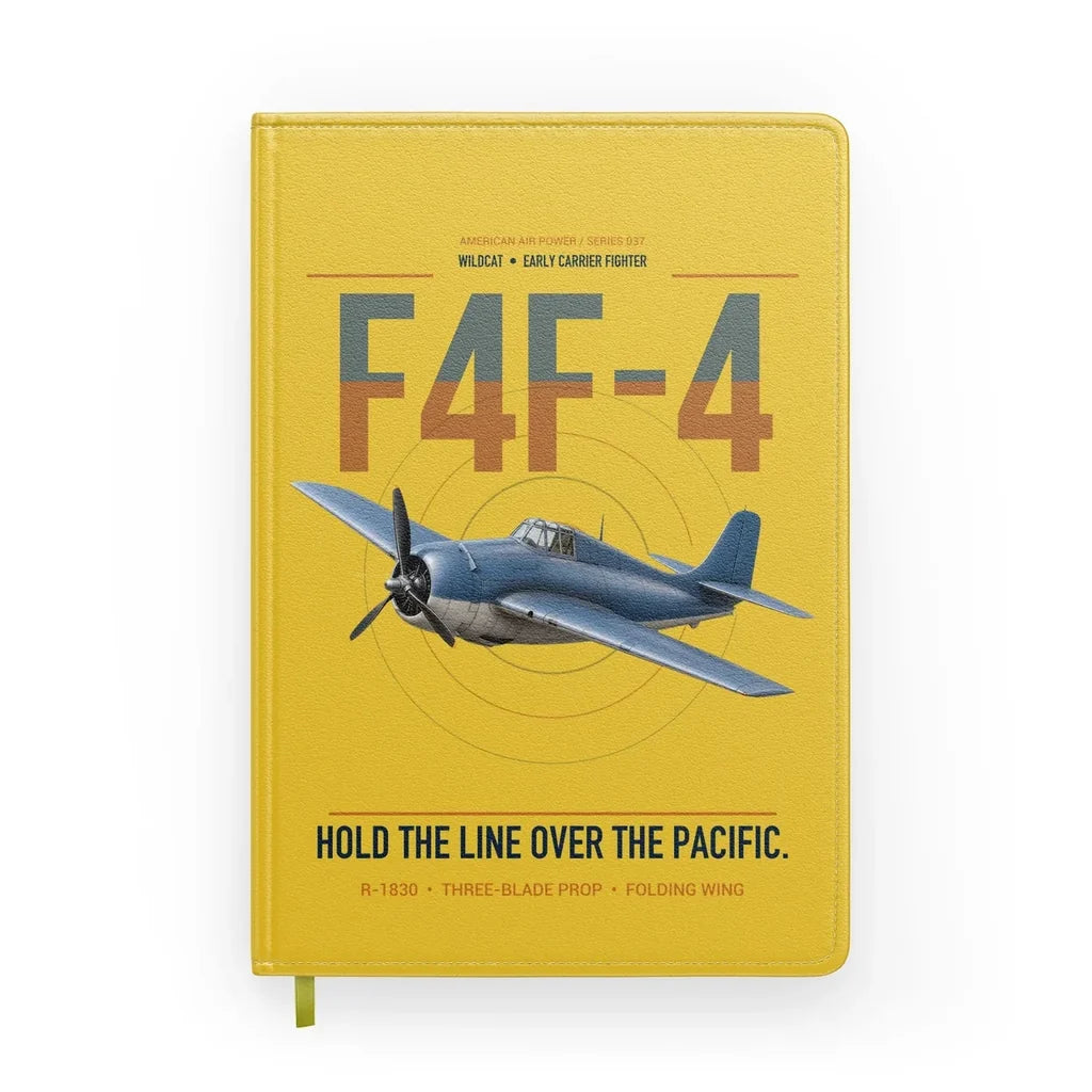 F4F-4 Wildcat design on yellow notebook