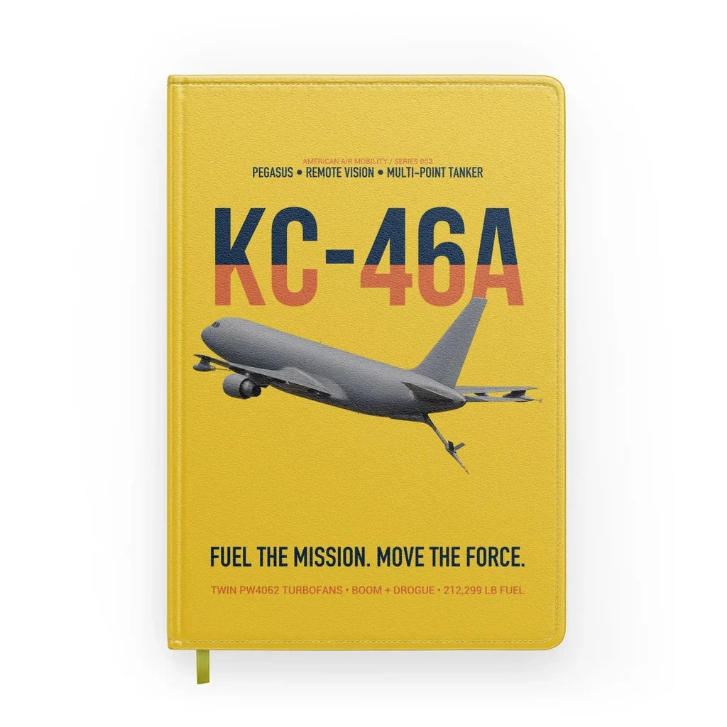KC-46A PEGASUS design on yellow notebook
