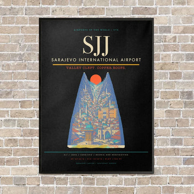 Sarajevo International Airport SJJ - Canvas Framed - Black