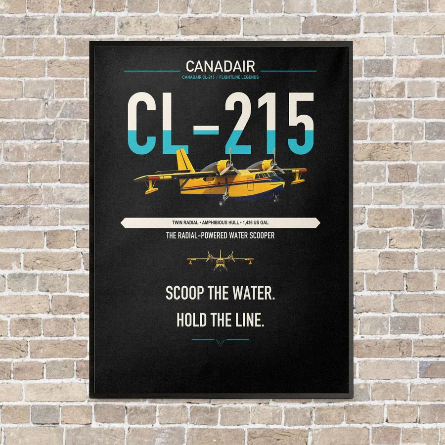 Canadair CL-215 vertical canvas print - framed - black background