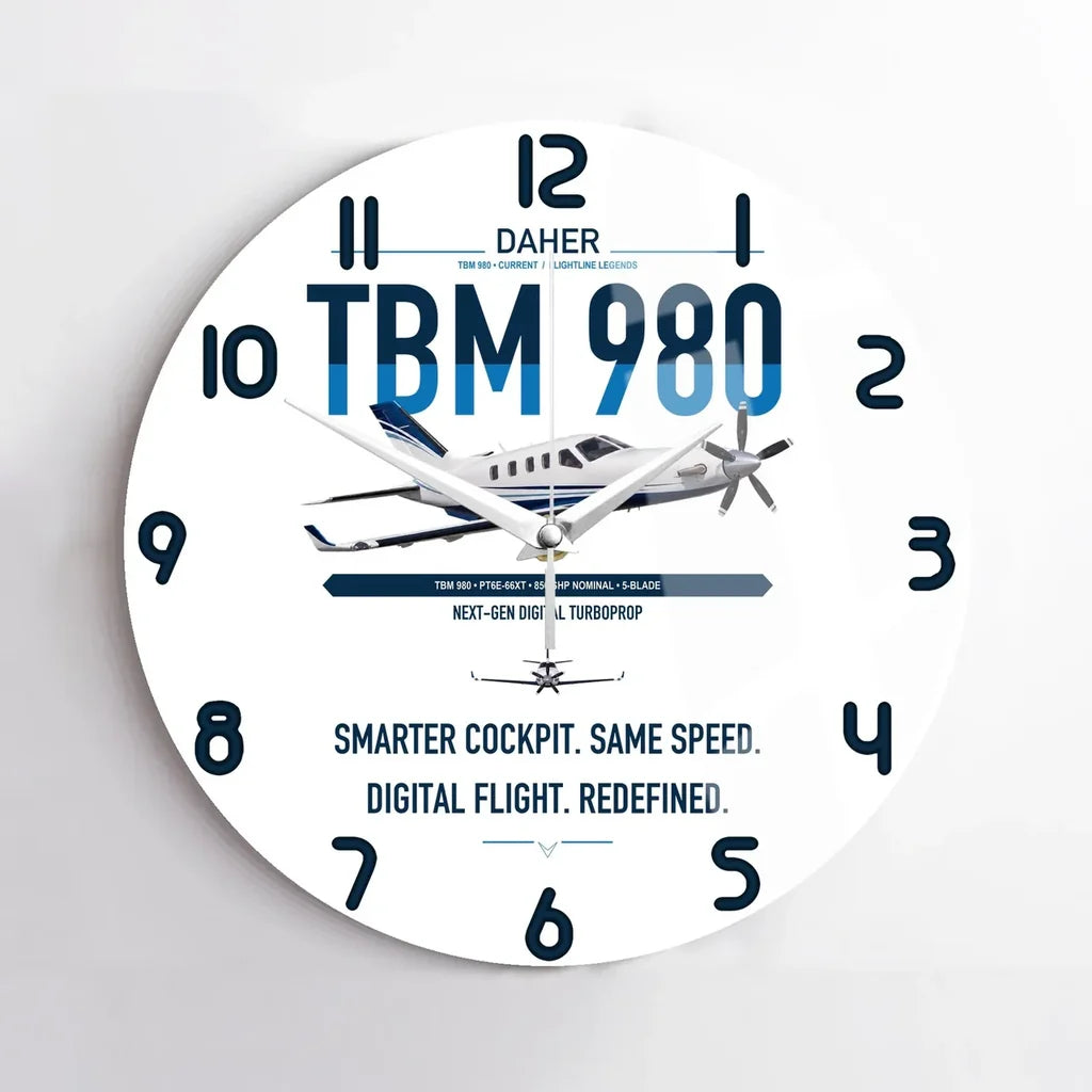 Daher TBM 980 design on white no frame wall clock