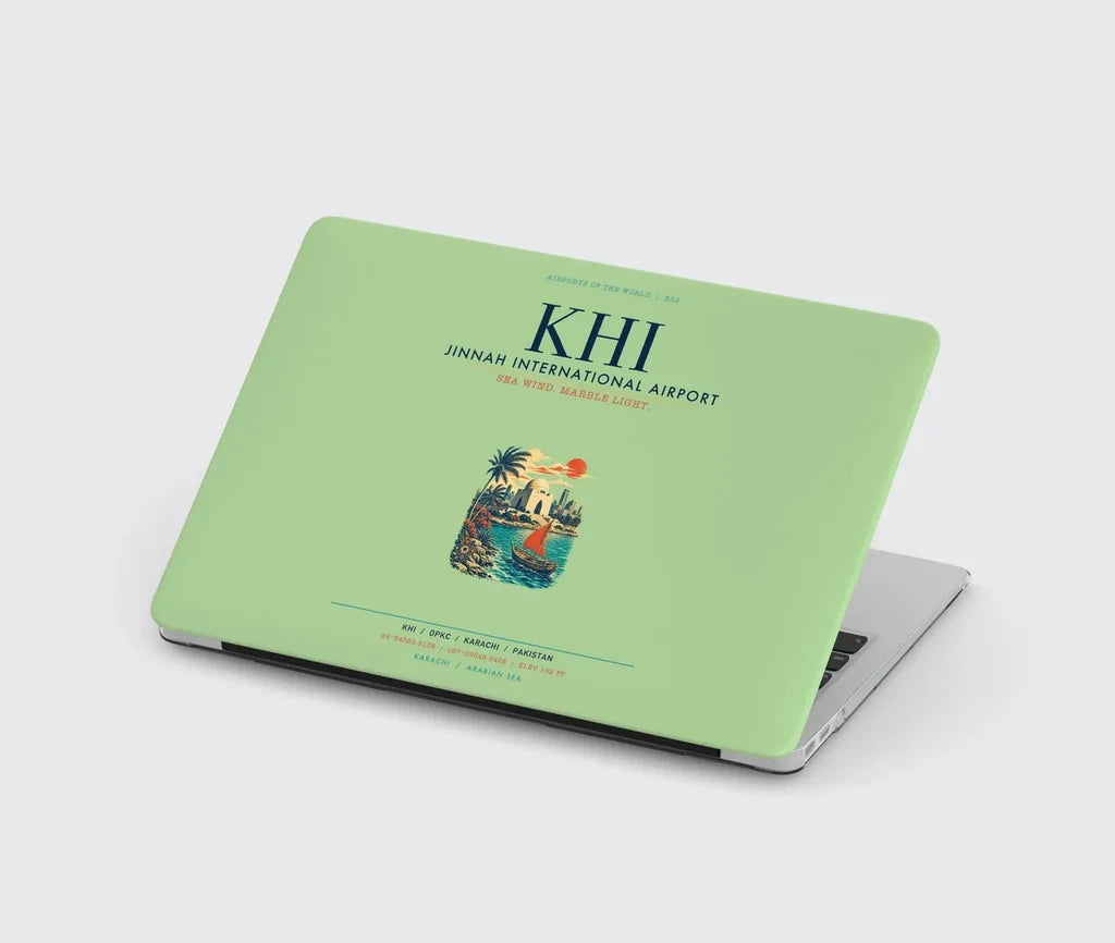 Jinnah International Airport Karachi (KHI) design on light green MacBook case