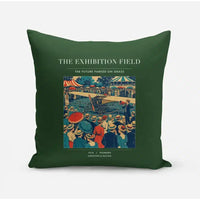 Thumbnail for VINTAGE G4322 - The Exhibition Field - Designed Pillows design on darkgreen
