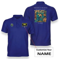 Thumbnail for VINTAGE G4235 - The Pony In The Hold - Double-Side Polo T-Shirt design on blue+name