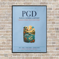 Thumbnail for Punta Gorda Airport PGD vertical canvas print - framed - light blue background
