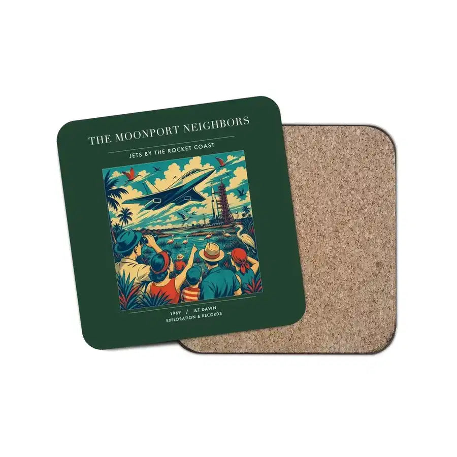 The Moonport Neighbors - Designed Coasters design on dark green 1-piece