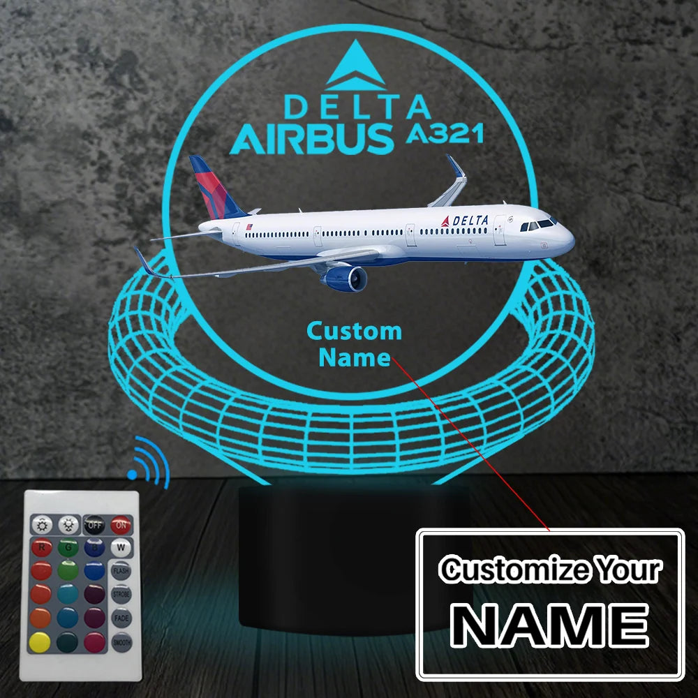 Customisable Airbus A321 3D Lamp - view 3