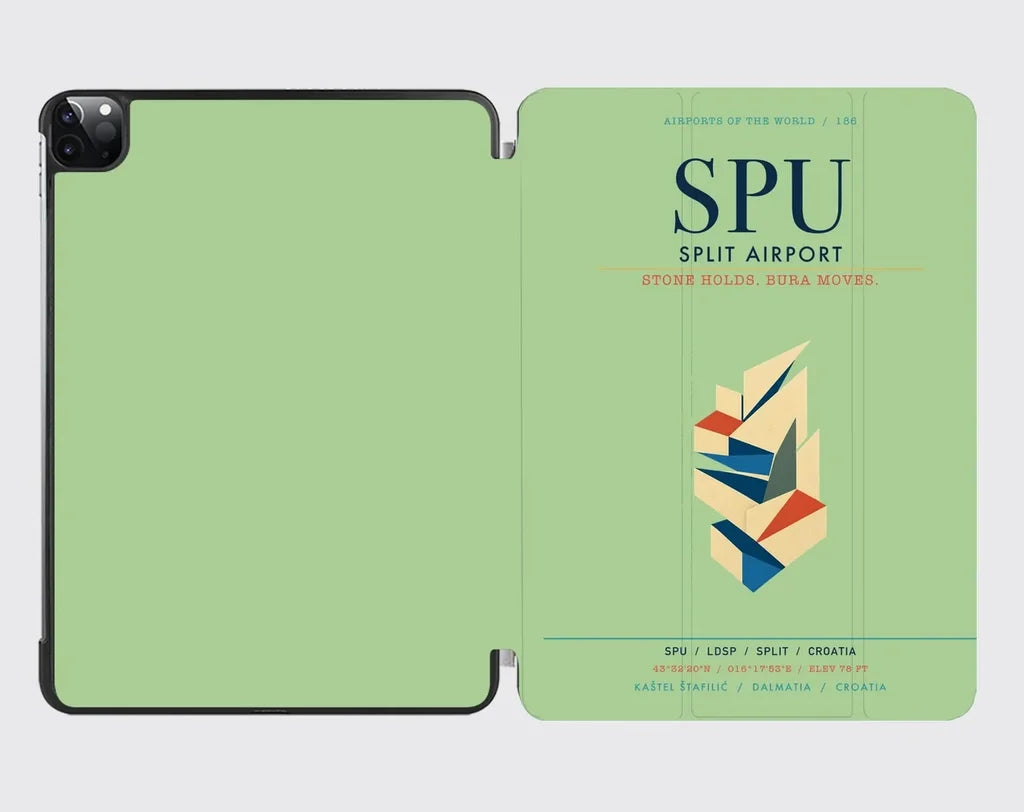 Split Airport (SPU) design on light green ipad tablet case