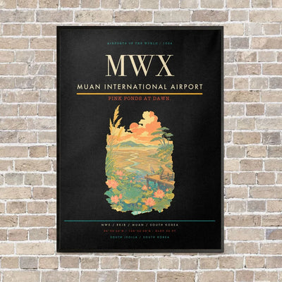 Muan International Airport MWX vertical canvas print - framed - black background