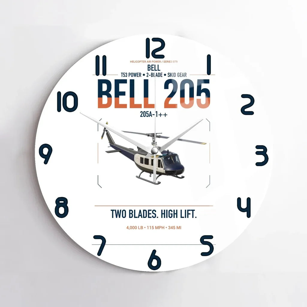 Bell 205A-1++ design on white no frame wall clock