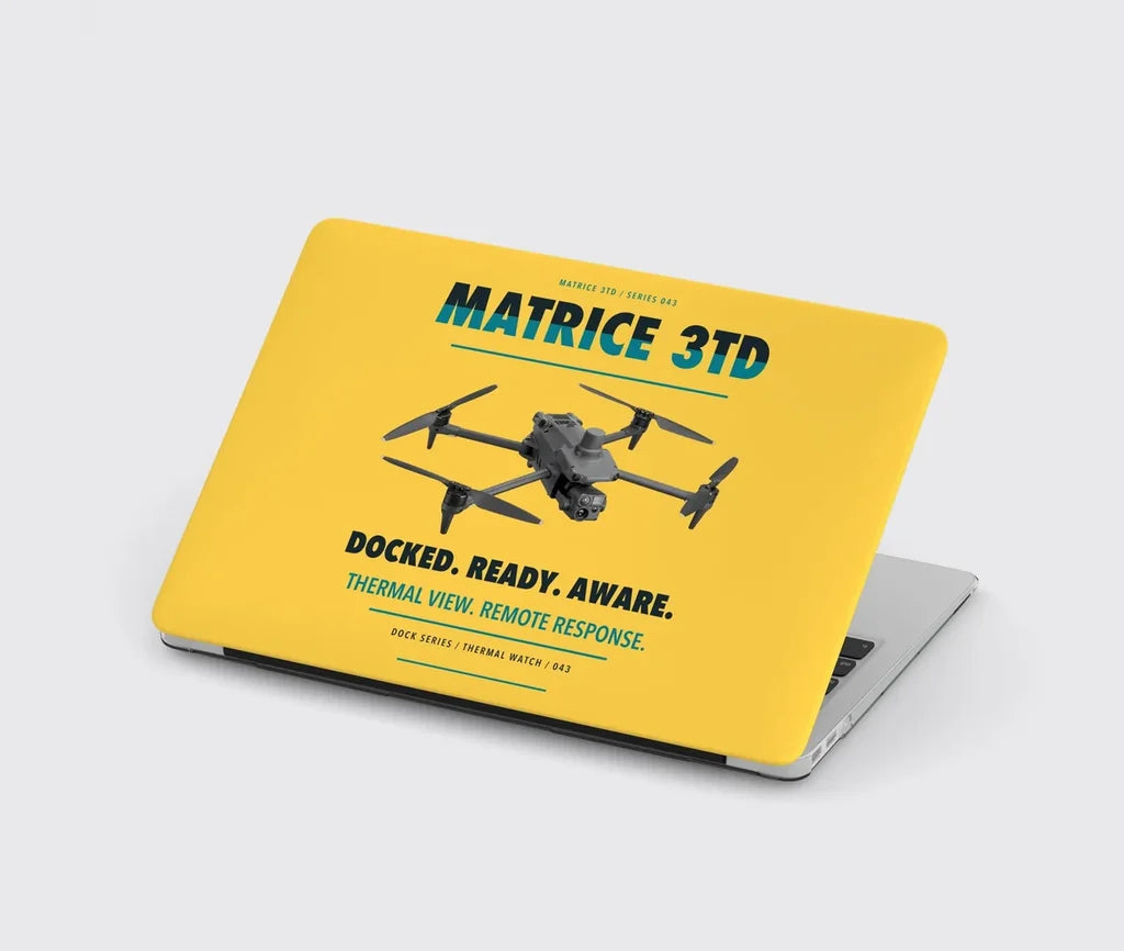DJI Matrice 3TD design on yellow MacBook case