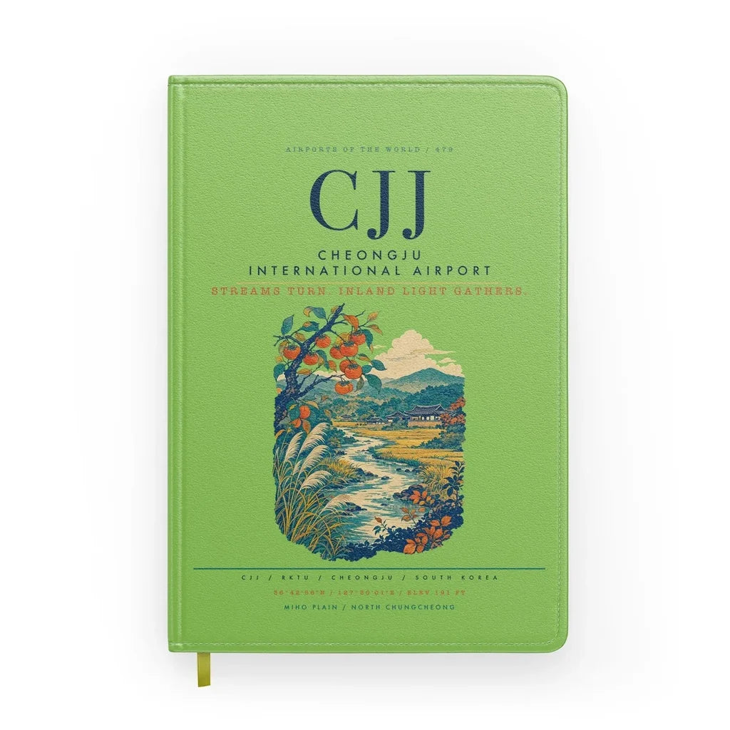 Cheongju International Airport (CJJ) design on light green notebook