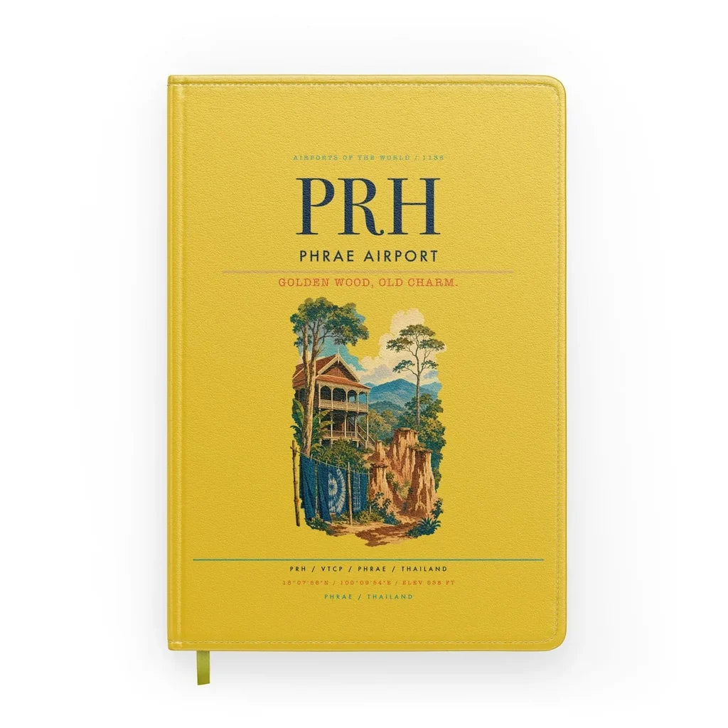 Phrae Airport (PRH) design on yellow notebook