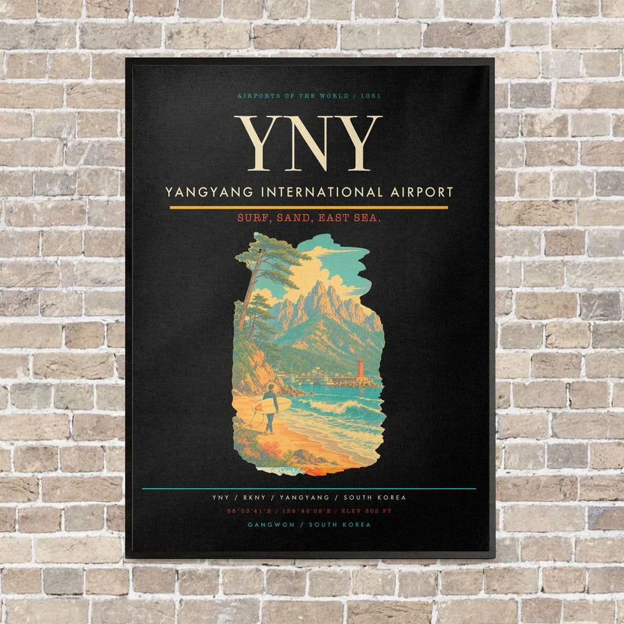 Yangyang International Airport YNY vertical canvas print - framed - black background