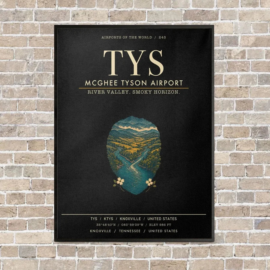 McGhee Tyson Airport Knoxville TYS vertical canvas print - framed - black background