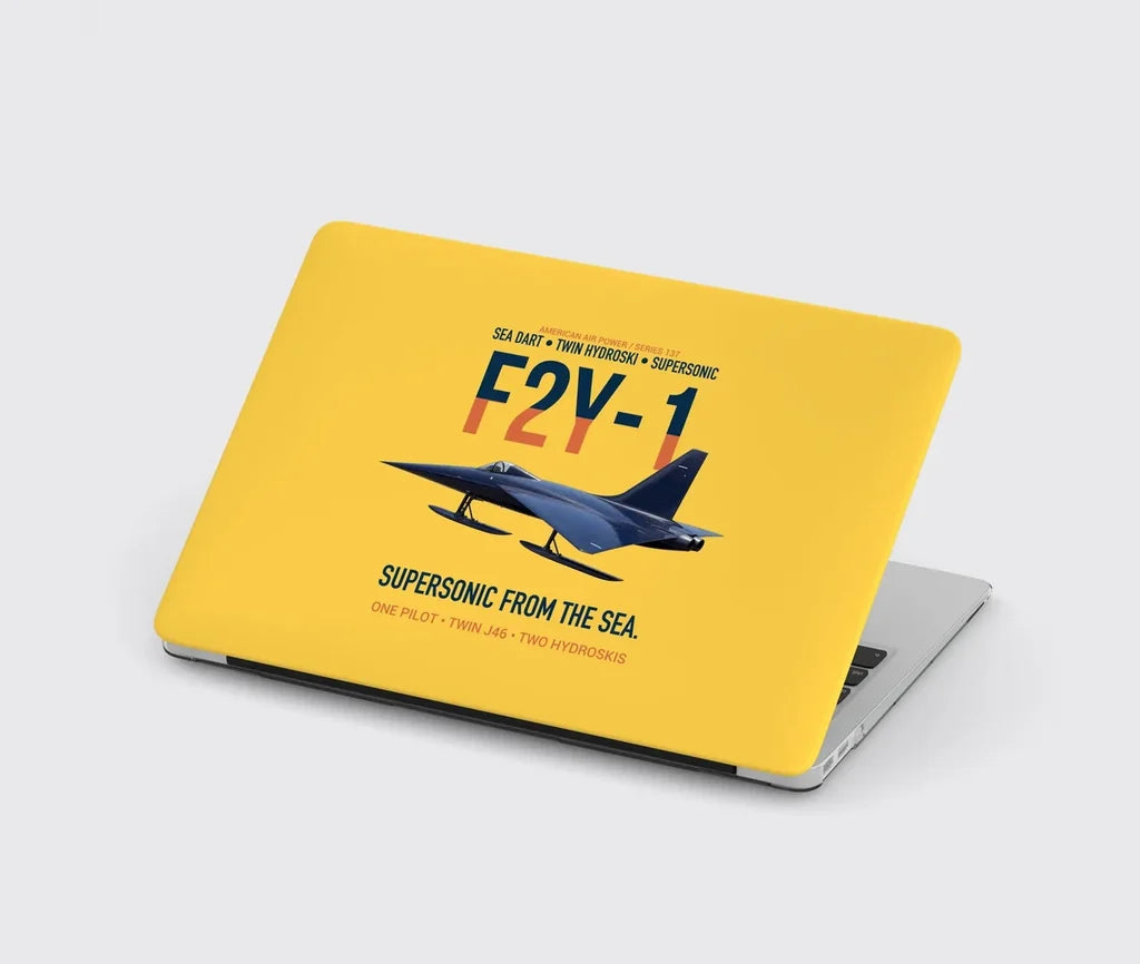 F2Y-1 Sea Dart Supersonic from the Sea design on yellow MacBook case
