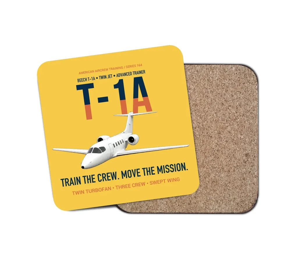 T-1A Jayhawk Advanced Jet Trainer design on yellow 1 piece coaster