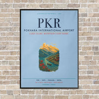 Thumbnail for Pokhara International Airport PKR vertical canvas print - framed - light blue background