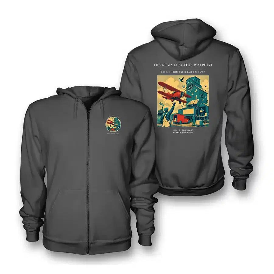 VINTAGE G4451 - The Grain Elevator Waypoint - Premium Zipped Hoodie design on darkgray