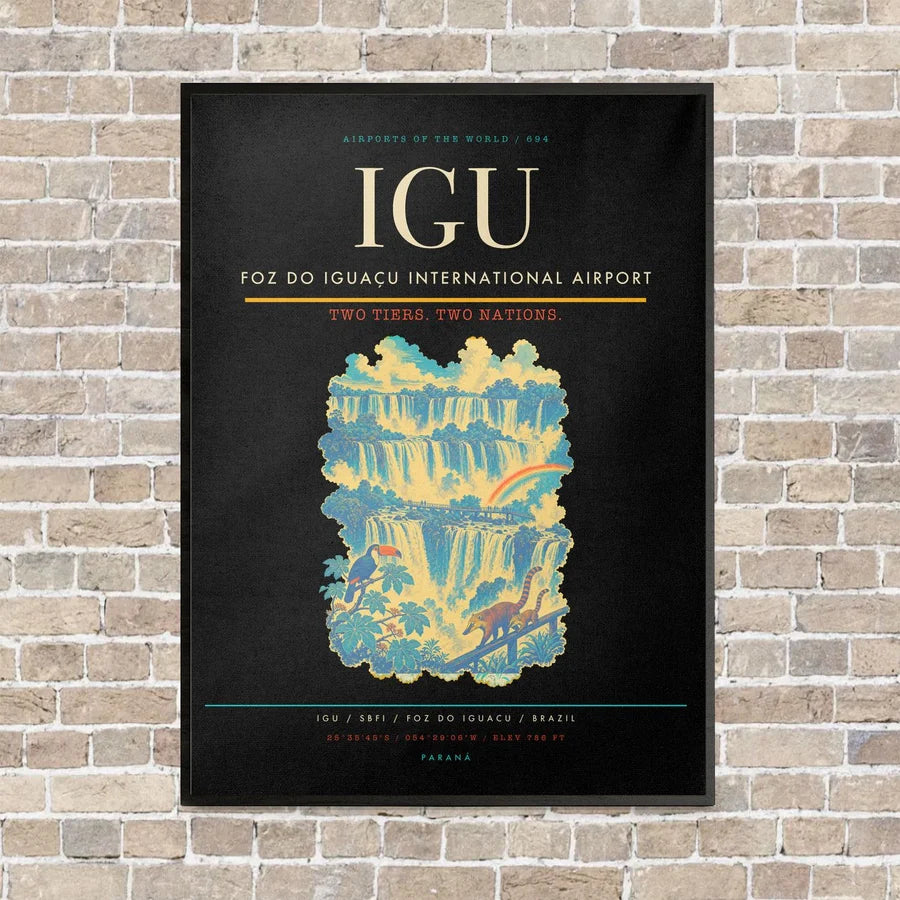 Foz do Iguaçu International Airport IGU vertical canvas print - framed - black background