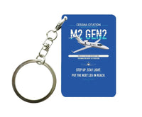 Thumbnail for Cessna Citation M2 Gen2 design on blue designed key chain, double-side print