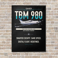 Thumbnail for Daher TBM 980 vertical canvas print - framed - black background