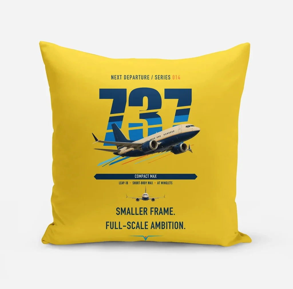Boeing 737 MAX 7 design on yellow pillow