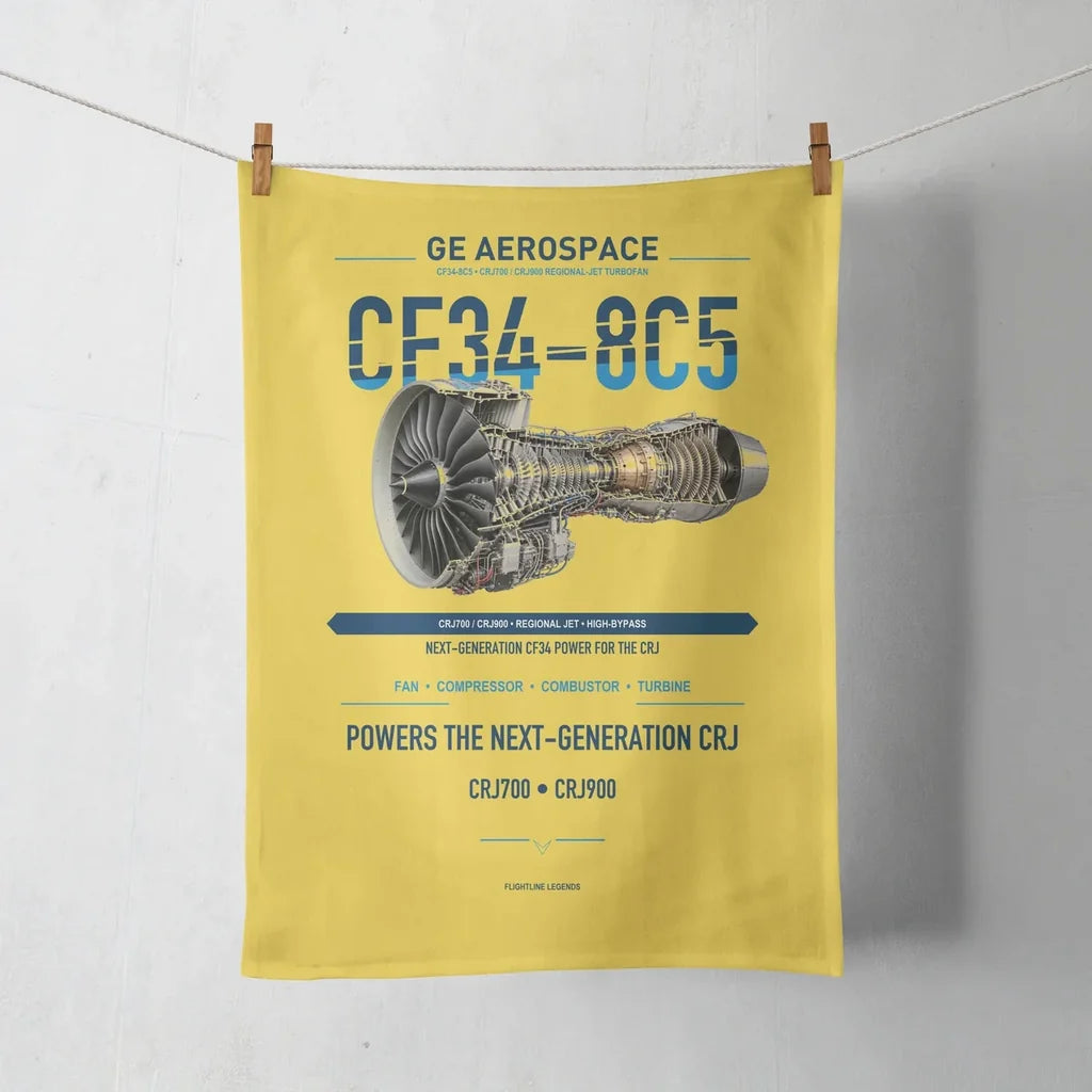 CF34-8C5 design on yellow towel
